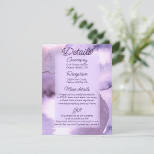Purple violet lavender wedding details enclosure card