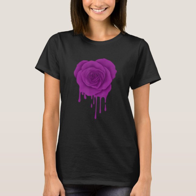Purple Violet Melting Rose Flower Gardener Botanis T-Shirt (Front)
