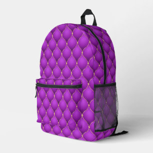 Purple Violet Ogee Gold Diamonds Printed Backpack