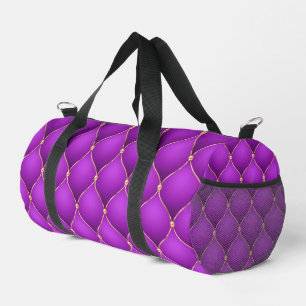 Purple Violet Ogee Gold Diamonds Tufted Duffle Bag