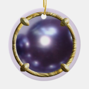 Purple, Violet Pearl Design Ceramic Tree Decoration