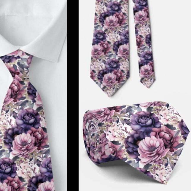 Purple Violet Peonies Poenies Floral Tie (Creator Uploaded)