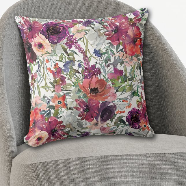 Purple Violet Pink Floral Medley Pattern Cushion (Creator Uploaded)
