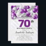 Purple Violet Silver Balloon Glitter 70th Birthday<br><div class="desc">Modern Glam Purple Violet Silver Balloon Glitter Sparkle Any Age Birthday Invitation</div>