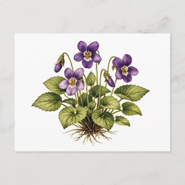 Purple Violet Vintage Style Botanical  Postcard (Front)