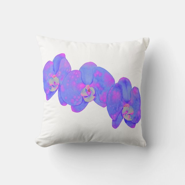Purple violet watercolor orchid painting  cushion (Front)