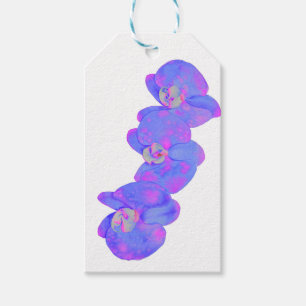 Purple violet watercolor orchid painting gift tags