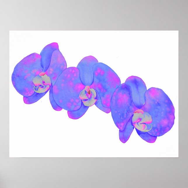 Purple violet watercolor orchid painting  poster (Front)