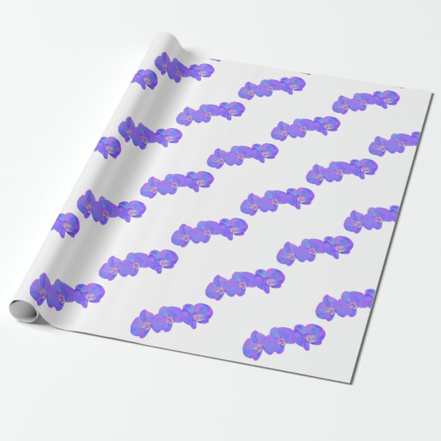 Purple violet watercolor orchid painting  wrapping paper (Unrolled)