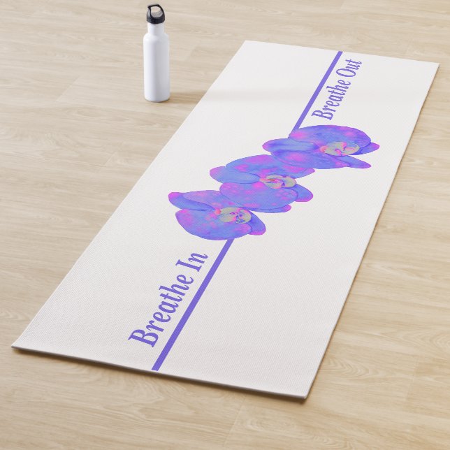 Purple violet watercolor orchid painting  yoga mat (In Situ)