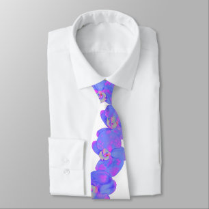 Purple violet watercolor Orchids Tie