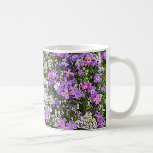 Purple violets and white spring flowers coffee mug (Right)