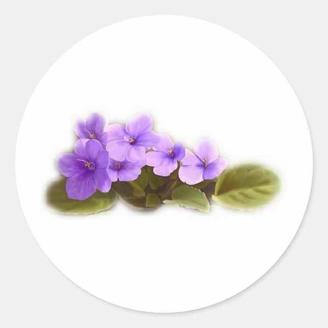 purple violets - customisable classic round sticker (Front)