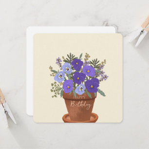 Purple Violets February Birth Flower Bouquet Card