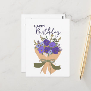 Purple Violets February Birth Flower Bouquet Postcard