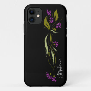 Purple Violets Floral Black Case-Mate iPhone Case