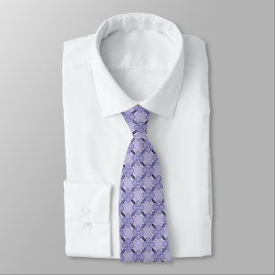 Purple Violets Geometric Floral Flower Pattern Tie