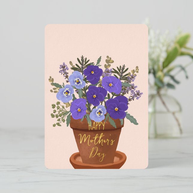 Purple Violets in a Pot – Mother’s Day Floral (Standing Front)
