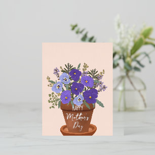 Purple Violets in a Pot – Mother’s Day Floral Foil Holiday Postcard