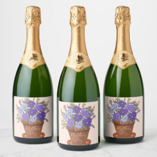 Purple Violets in a Pot – Mother’s Day Floral Sparkling Wine Label