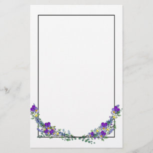 Purple Violets   lavender   eucalyptus greenery  Stationery