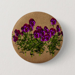 Purple Violets On Aged Paper Floral 6 Cm Round Badge