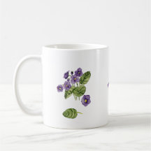 Purple violets watercolor botanical Mug