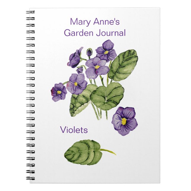Purple violets watercolor Spiral Photo Notebook (Front)