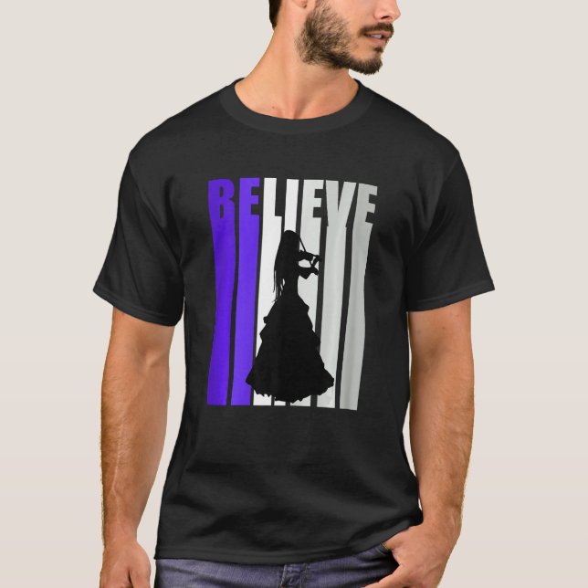 Purple Violin Retro Girls Text Violinist Quotes Wo T-Shirt (Front)