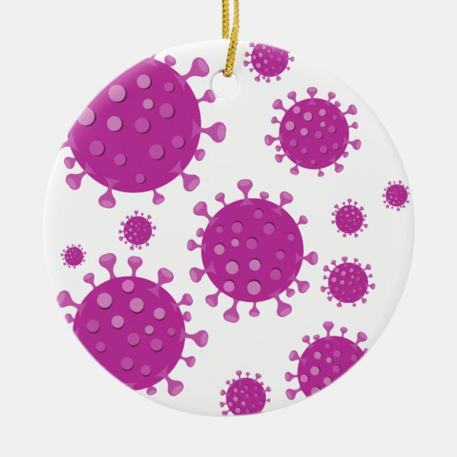 Purple Viral Particle Ceramic Tree Decoration (Front)