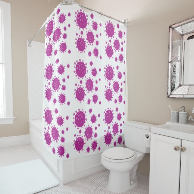 Purple Viral Particle Shower Curtain (In Situ)
