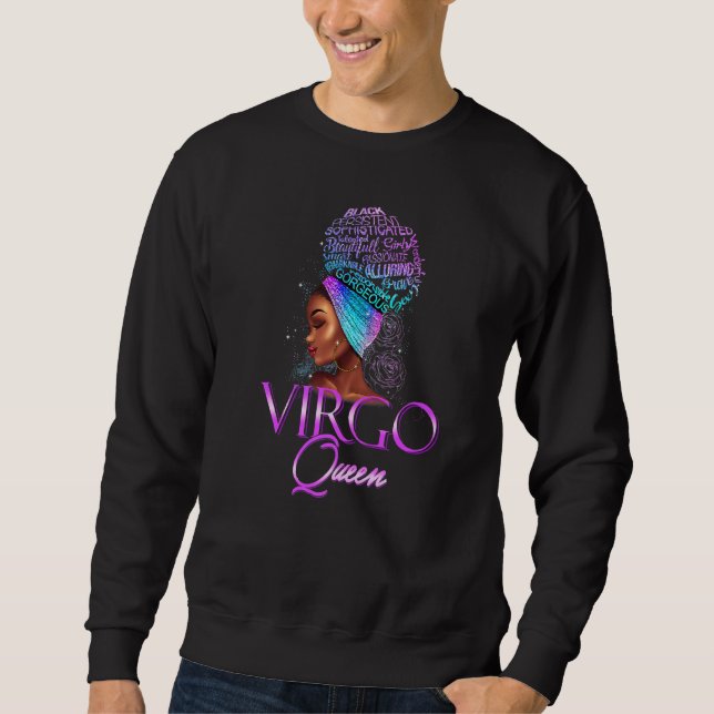 Purple Virgo Queen African American Woman August S Sweatshirt (Front)
