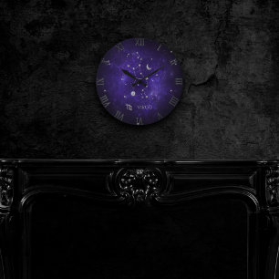 Purple Virgo Zodiac   Cosmic Astrology Horoscope Round Clock