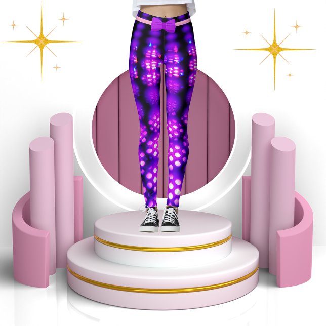 Purple Voilet Shiny Glowing Abstract Sparkles Chic Leggings (Creator Uploaded)