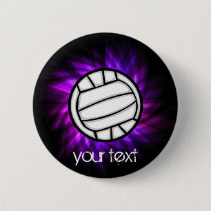 Purple Volleyball 6 Cm Round Badge