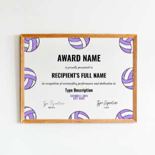 Purple Volleyball, best player recognition award Poster