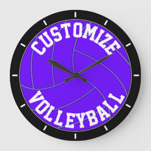 Purple Volleyball Custom Team Name/Text Wall Clock
