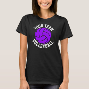 Purple Volleyball Custom Team Name Women’s Black T-Shirt