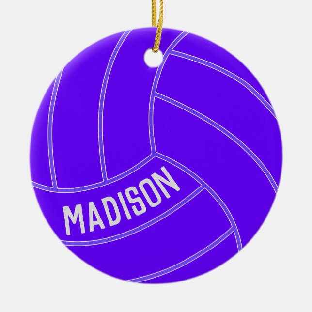 Purple Volleyball Custom Text Christmas Ornament (Front)