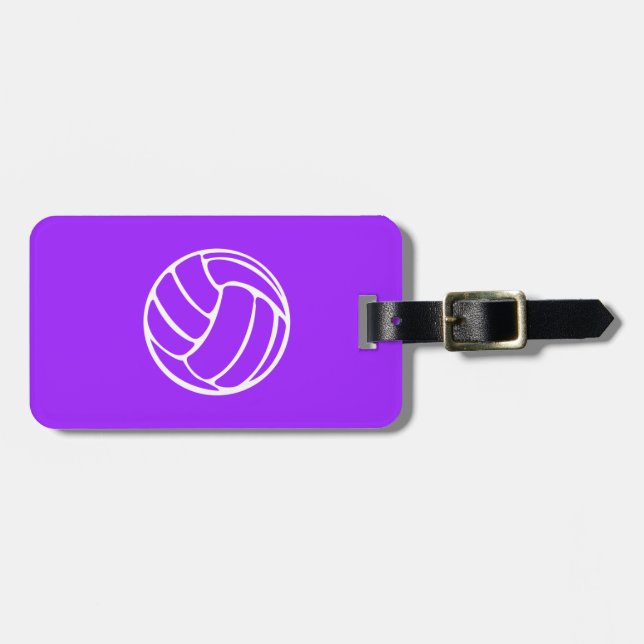 Purple Volleyball Luggage Tag (Front Horizontal)