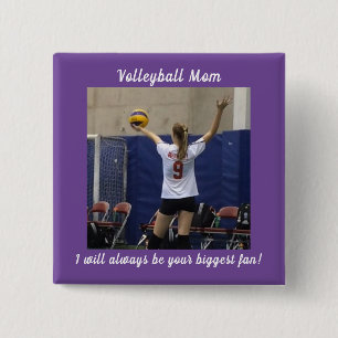 Purple Volleyball Mum Photo 15 Cm Square Badge