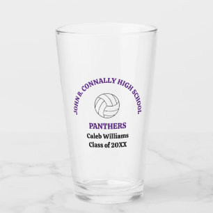 Purple Volleyball Player Personalised Team Glass