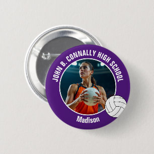 Purple Volleyball Player Photo High School Spirit 6 Cm Round Badge