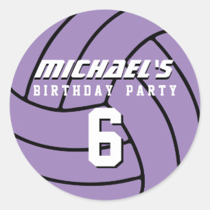 Purple Volleyball Sticker Sports Birthday Party