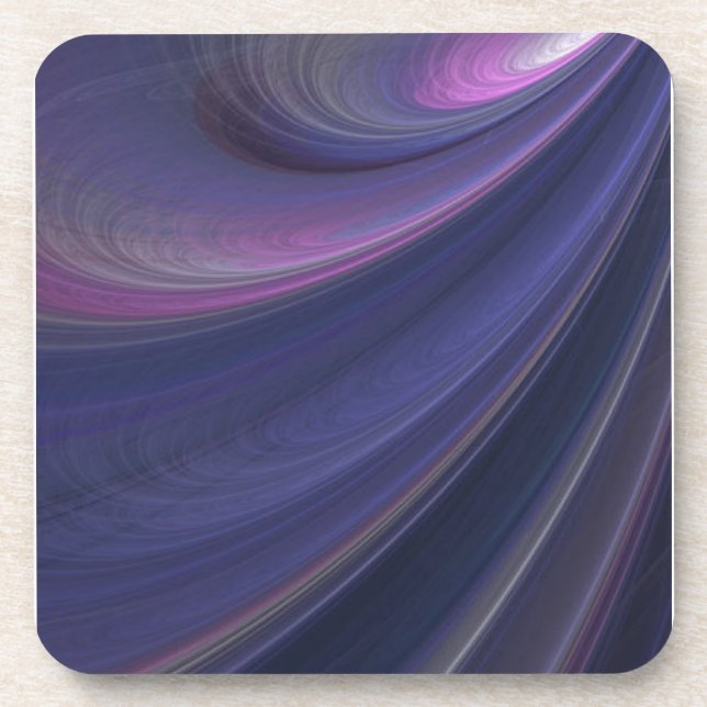 Purple Vortex Abstract Cork Coaster Set (Front)