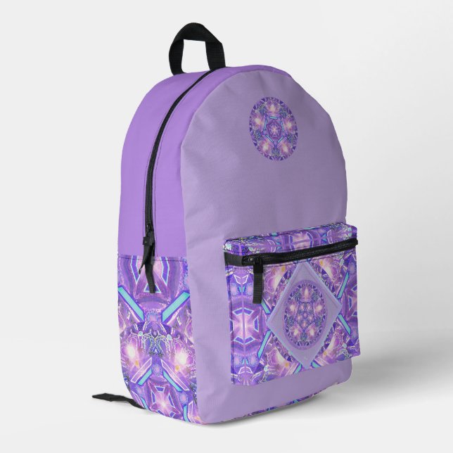 Purple W1 Printed Backpack (Back Corner Left)