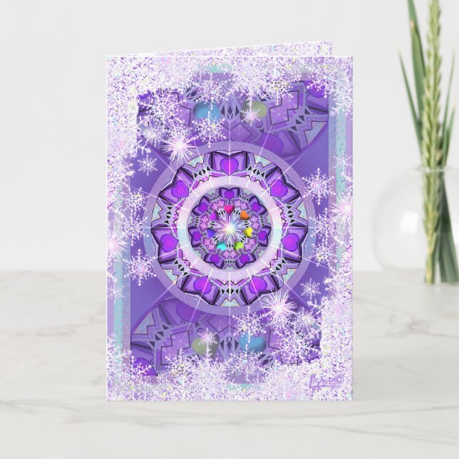 Purple W2 & snowflake geetings Card (Front)