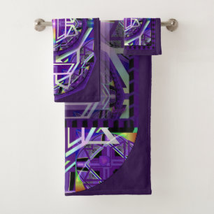 Purple W3 Bath Towel Set