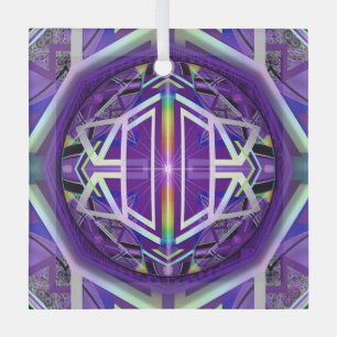 Purple W3 Glass Tree Decoration