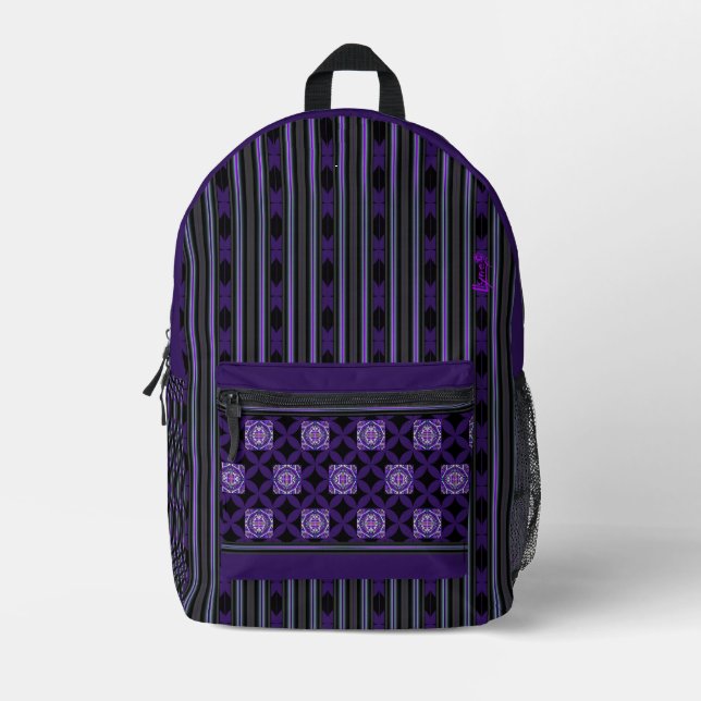 purple w3 printed backpack (Front)